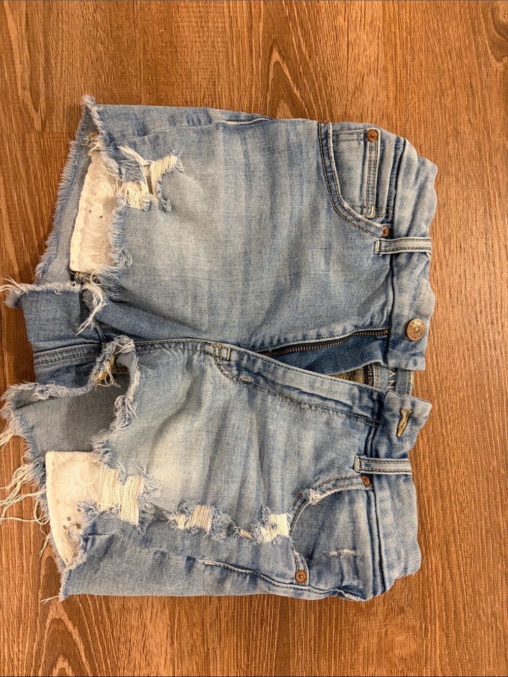 American Eagle Outfitters Light Blue Distressed Denim Shorts